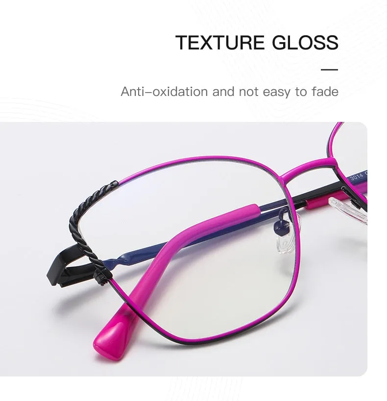 Hotochki Women's Full Rim Polygon Alloy Frame Eyeglasses 3014