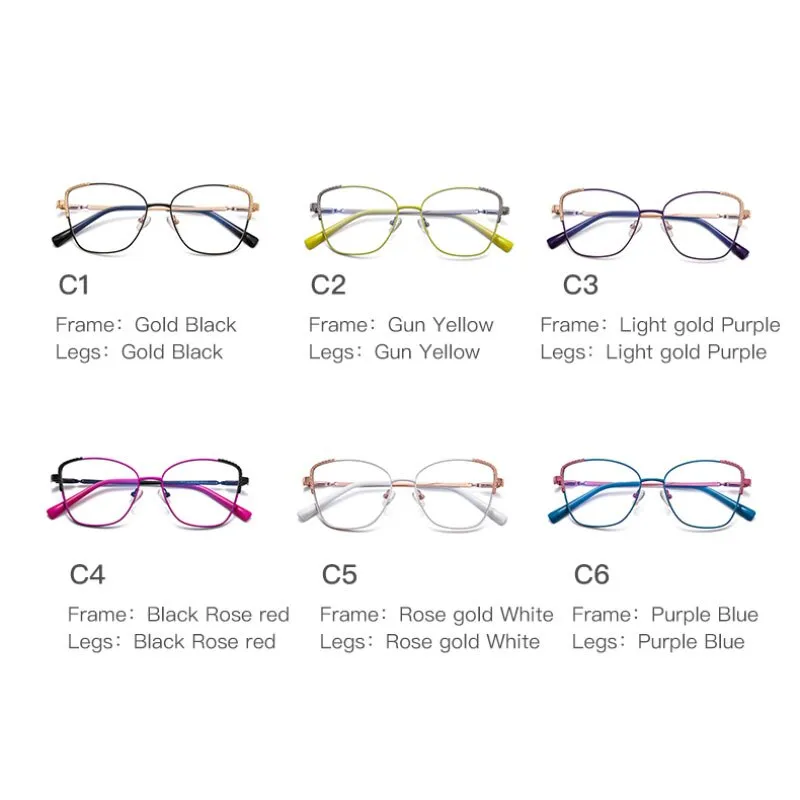 Hotochki Women's Full Rim Polygon Alloy Frame Eyeglasses 3014