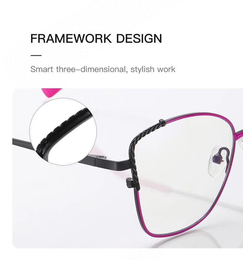 Hotochki Women's Full Rim Polygon Alloy Frame Eyeglasses 3014