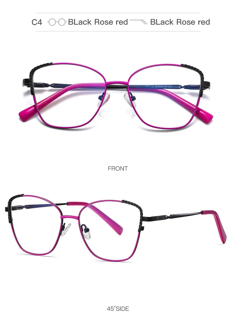 Hotochki Women's Full Rim Polygon Alloy Frame Eyeglasses 3014