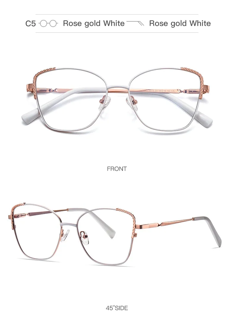 Hotochki Women's Full Rim Polygon Alloy Frame Eyeglasses 3014