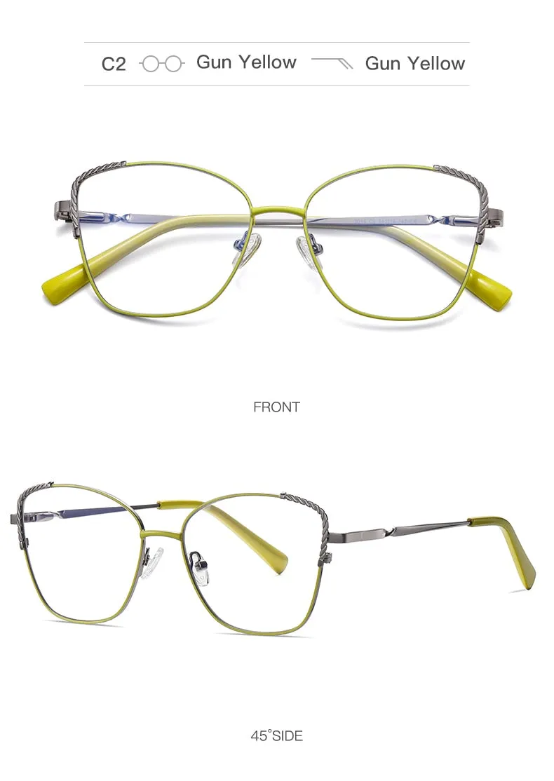 Hotochki Women's Full Rim Polygon Alloy Frame Eyeglasses 3014