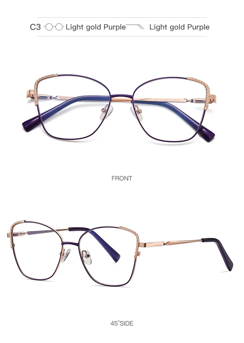 Hotochki Women's Full Rim Polygon Alloy Frame Eyeglasses 3014