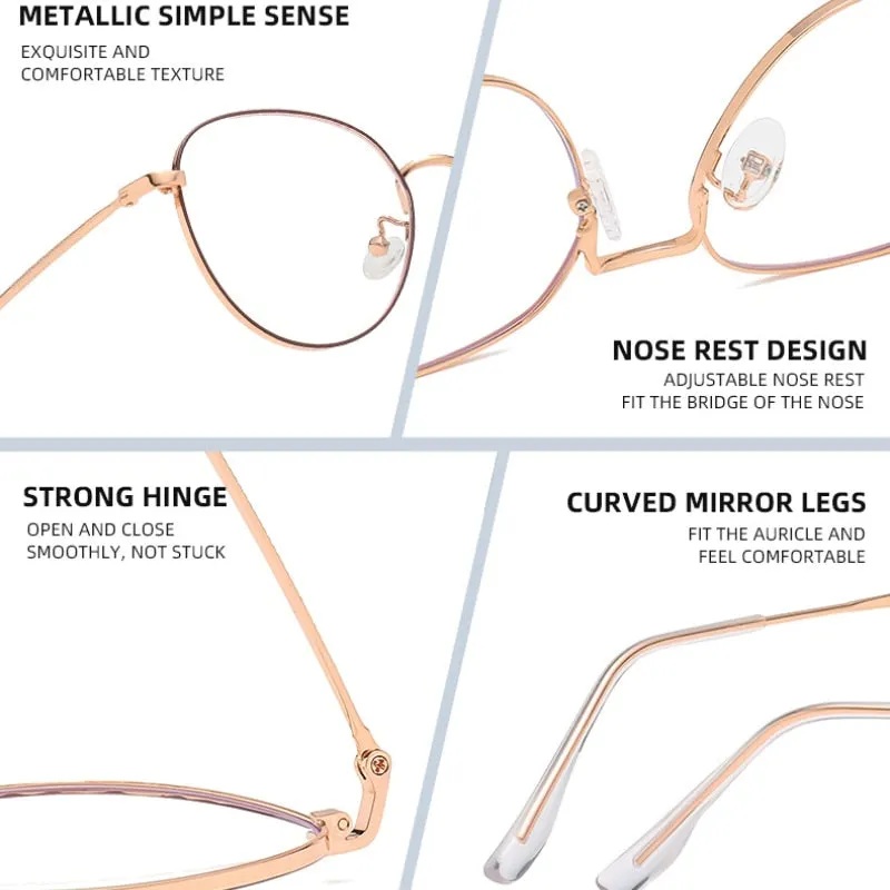 Hotochki Women's Full Rim Round Oval Alloy Eyeglasses L2092