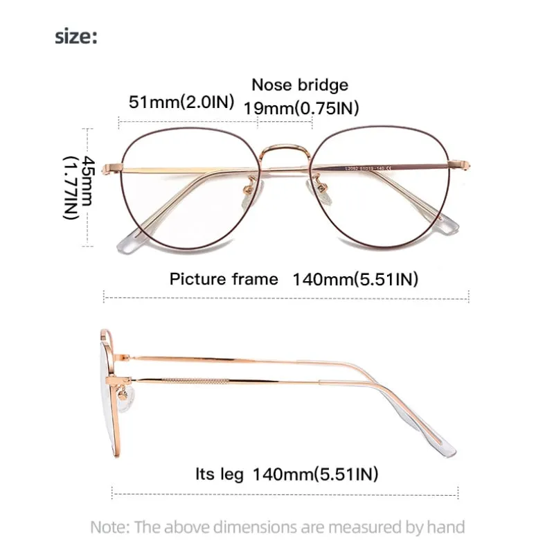 Hotochki Women's Full Rim Round Oval Alloy Eyeglasses L2092