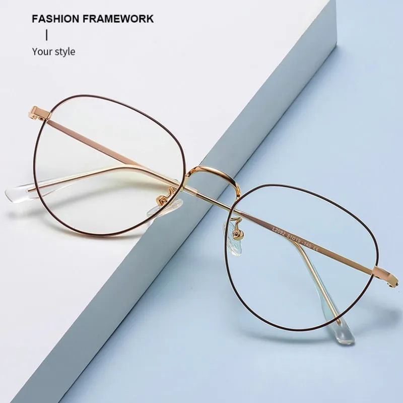 Hotochki Women's Full Rim Round Oval Alloy Eyeglasses L2092