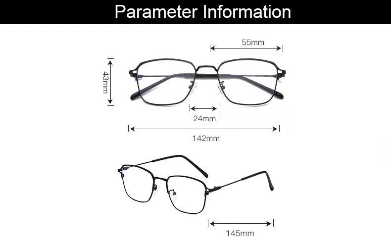 Hotony Unisex Full Rim  Square Alloy Frame Eyeglasses 5006