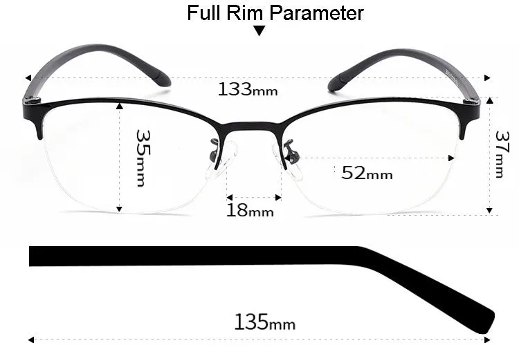 Hotony Unisex Full/Semi Rim Alloy Frame Eyeglasses 2516