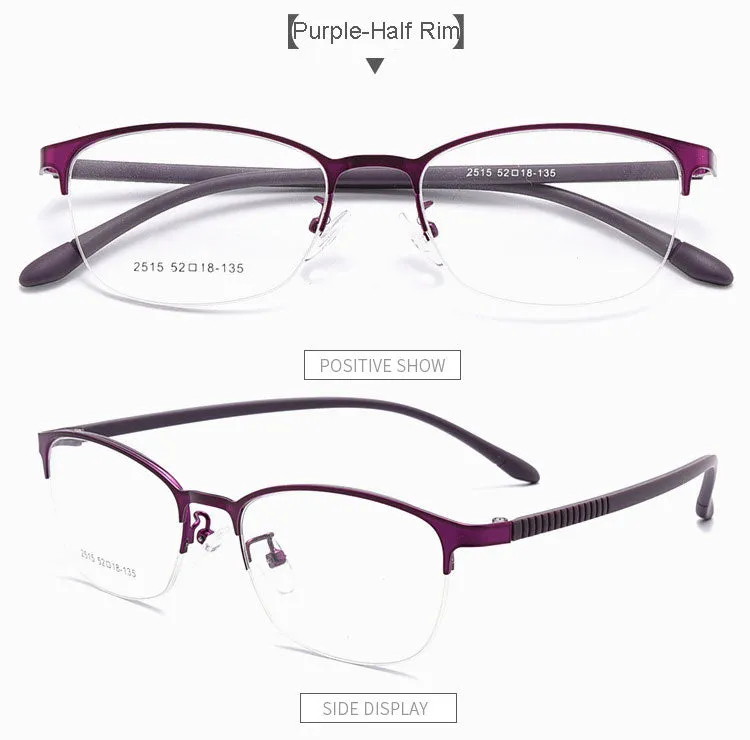 Hotony Unisex Full/Semi Rim Alloy Frame Eyeglasses 2516