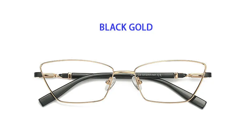 Hotony Women's Full Rim Cat Eye Alloy Front Frame Eyeglasses 3012