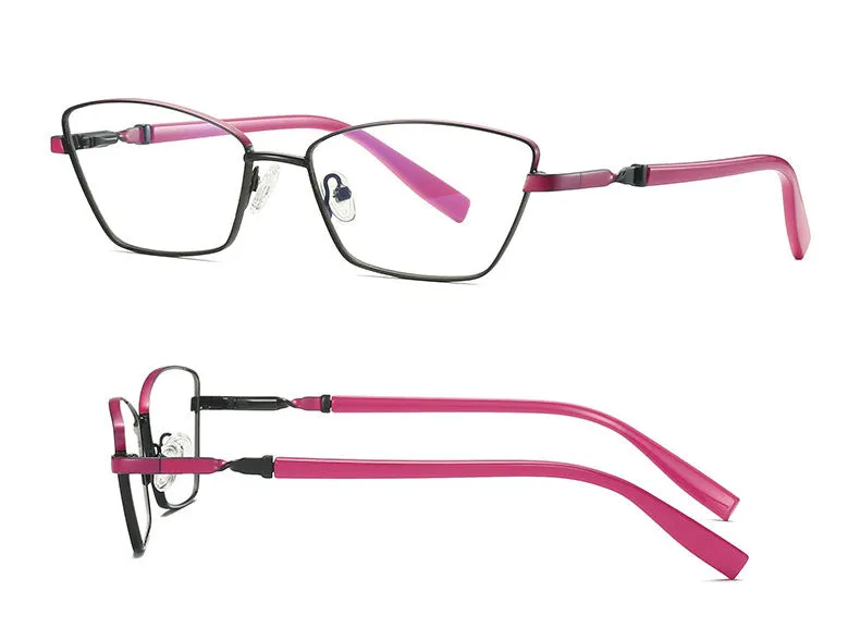 Hotony Women's Full Rim Cat Eye Alloy Front Frame Eyeglasses 3012