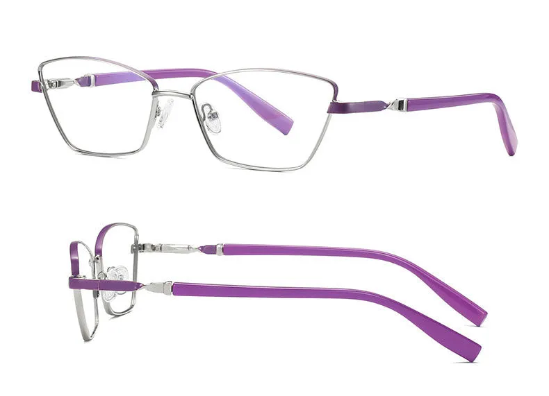 Hotony Women's Full Rim Cat Eye Alloy Front Frame Eyeglasses 3012