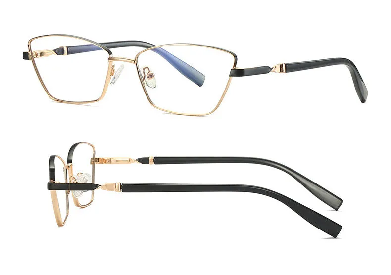 Hotony Women's Full Rim Cat Eye Alloy Front Frame Eyeglasses 3012