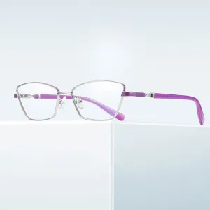 Hotony Women's Full Rim Cat Eye Alloy Front Frame Eyeglasses 3012