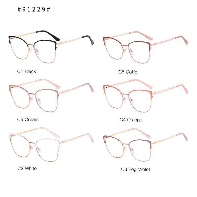 Hotony Women's Full Rim Cat Eye Square Alloy Eyeglasses 91229