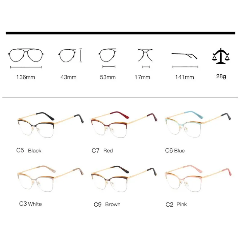 Hotony Women's Full Rim Cat Eye TR 90 Resin Alloy Frame Eyeglasses 95661