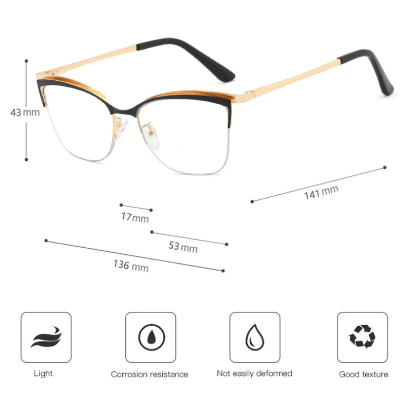 Hotony Women's Full Rim Cat Eye TR 90 Resin Alloy Frame Eyeglasses 95661