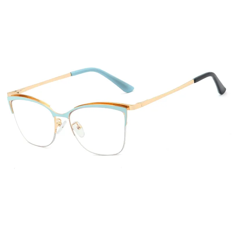 Hotony Women's Full Rim Cat Eye TR 90 Resin Alloy Frame Eyeglasses 95661