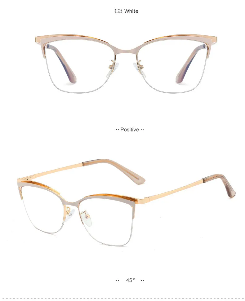 Hotony Women's Full Rim Cat Eye TR 90 Resin Alloy Frame Eyeglasses 95661