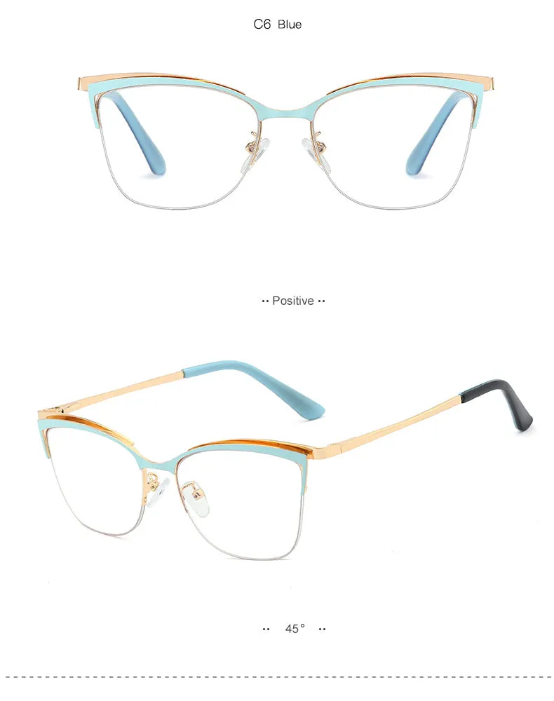 Hotony Women's Full Rim Cat Eye TR 90 Resin Alloy Frame Eyeglasses 95661