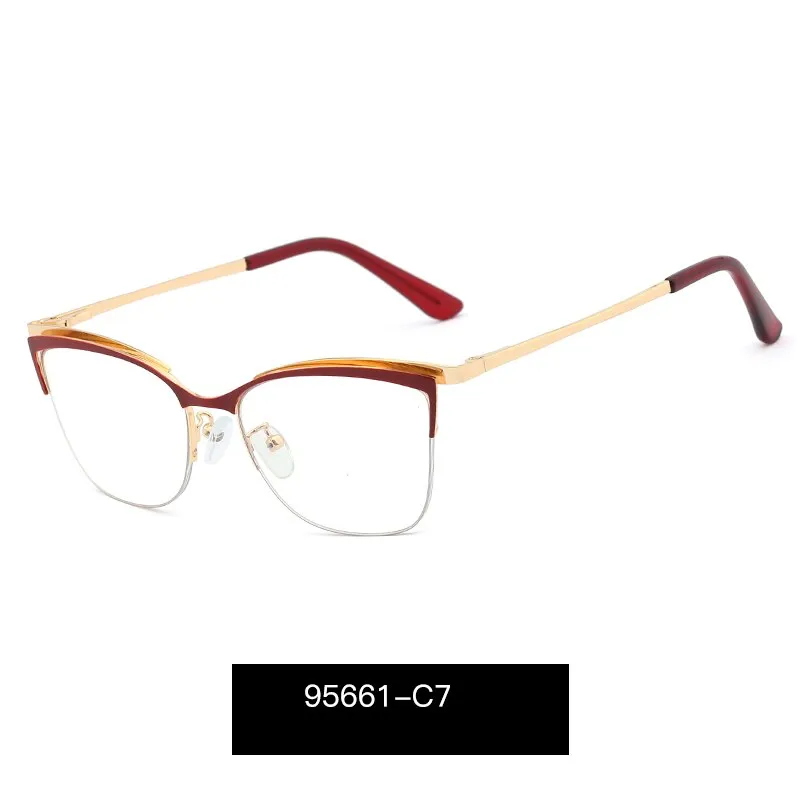 Hotony Women's Full Rim Cat Eye TR 90 Resin Alloy Frame Eyeglasses 95661