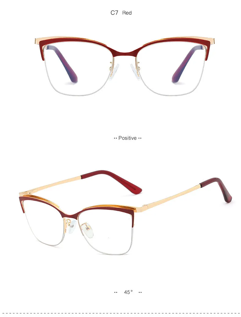 Hotony Women's Full Rim Cat Eye TR 90 Resin Alloy Frame Eyeglasses 95661