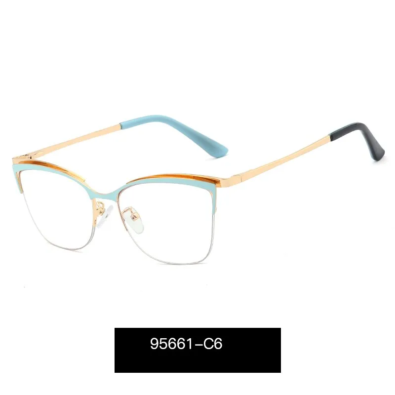 Hotony Women's Full Rim Cat Eye TR 90 Resin Alloy Frame Eyeglasses 95661
