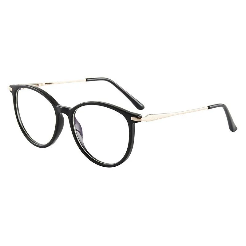 Hotony Women's Full Rim Roun Cat Eye Acetate Alloy Eyeglasses Tr87048