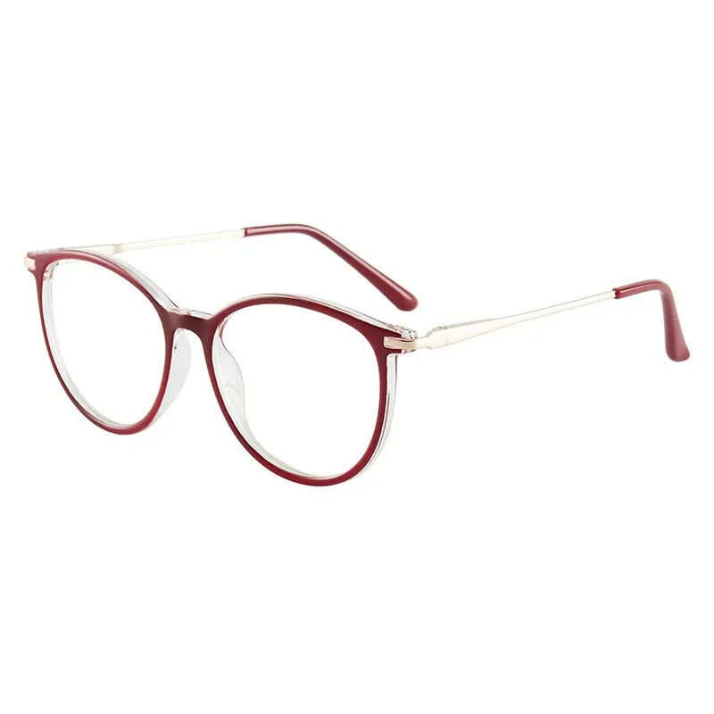 Hotony Women's Full Rim Roun Cat Eye Acetate Alloy Eyeglasses Tr87048