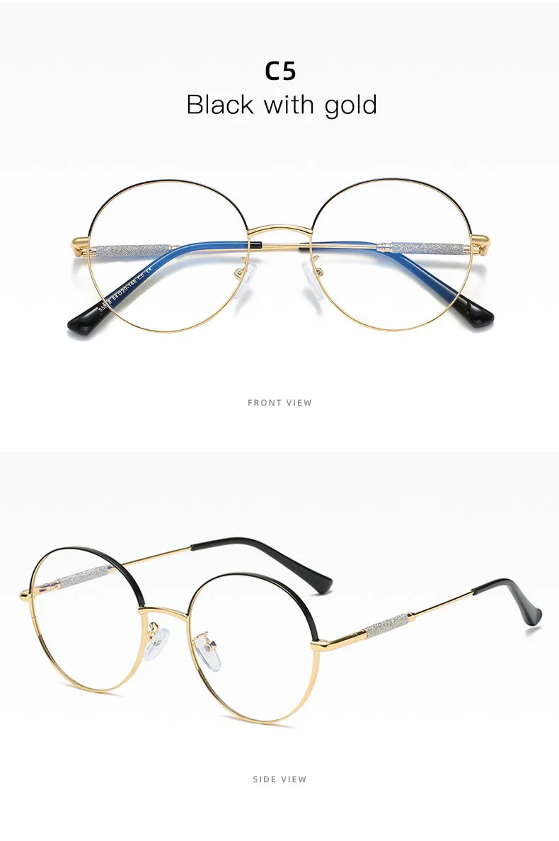 Hotony Women's Full Rim Round Alloy Frame Eyeglasses 95818