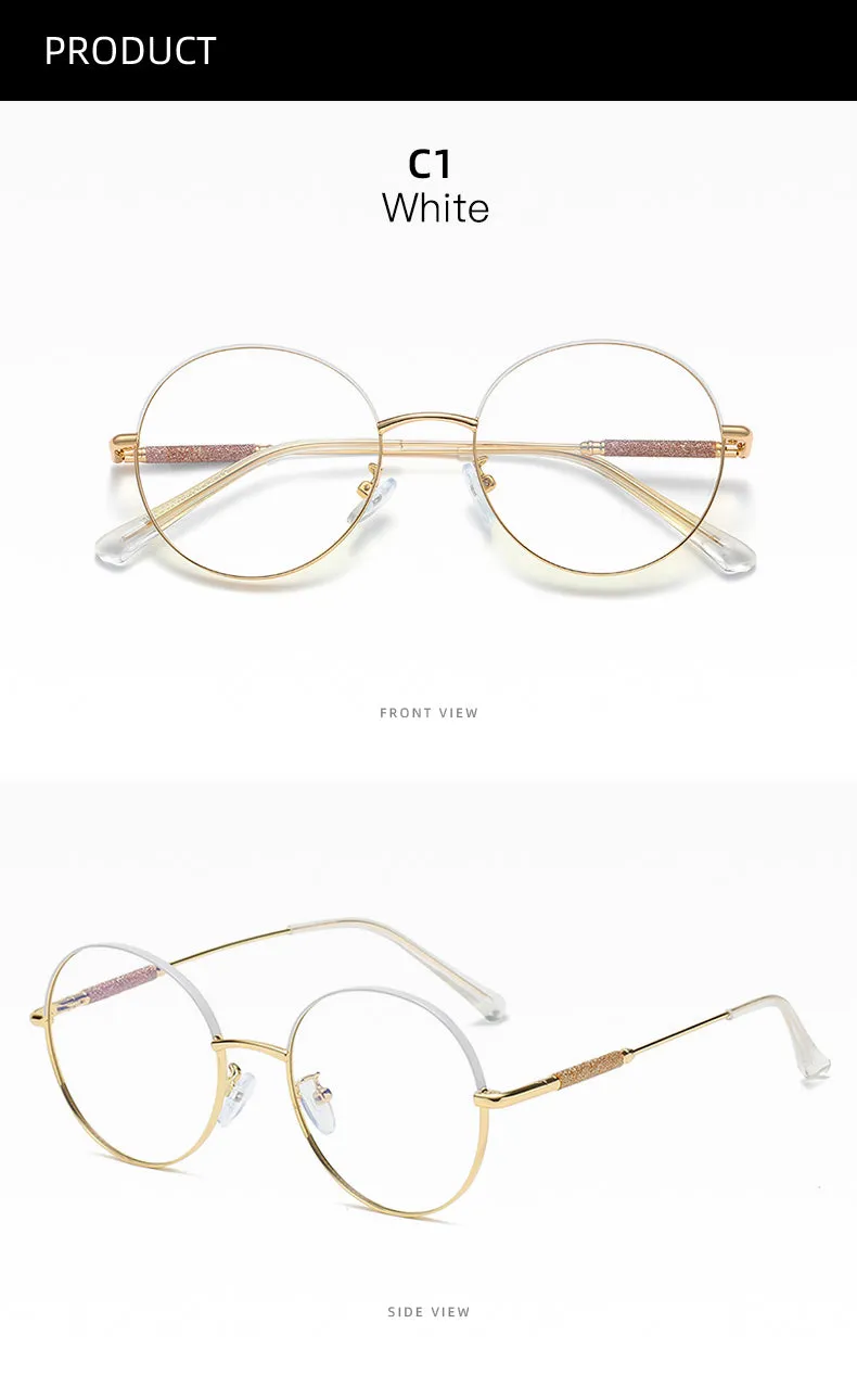 Hotony Women's Full Rim Round Alloy Frame Eyeglasses 95818