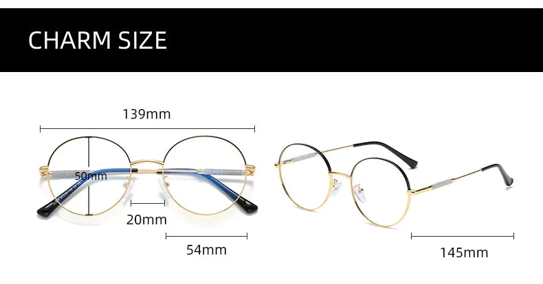 Hotony Women's Full Rim Round Alloy Frame Eyeglasses 95818