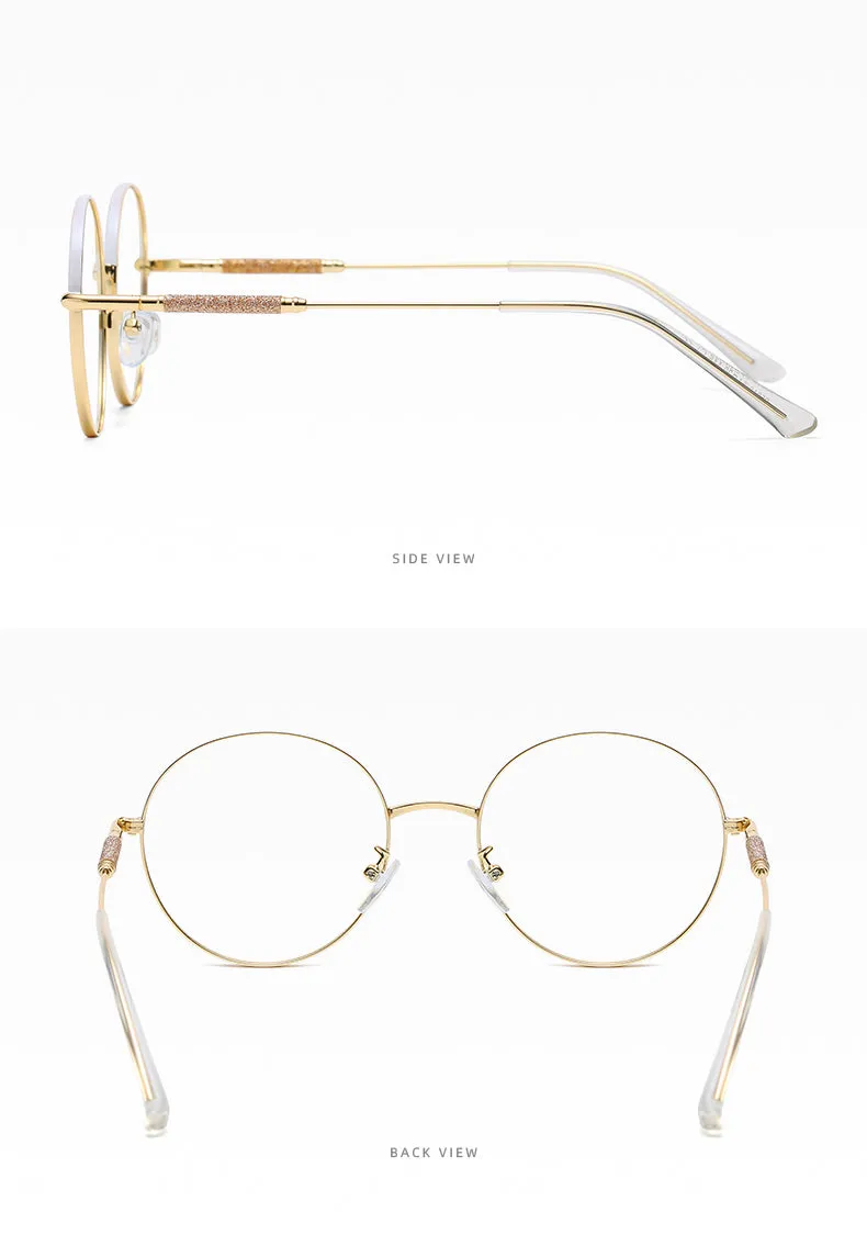Hotony Women's Full Rim Round Alloy Frame Eyeglasses 95818