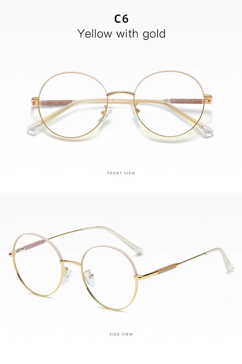 Hotony Women's Full Rim Round Alloy Frame Eyeglasses 95818