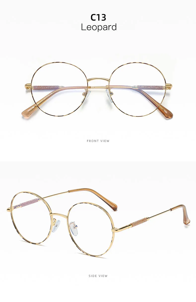 Hotony Women's Full Rim Round Alloy Frame Eyeglasses 95818