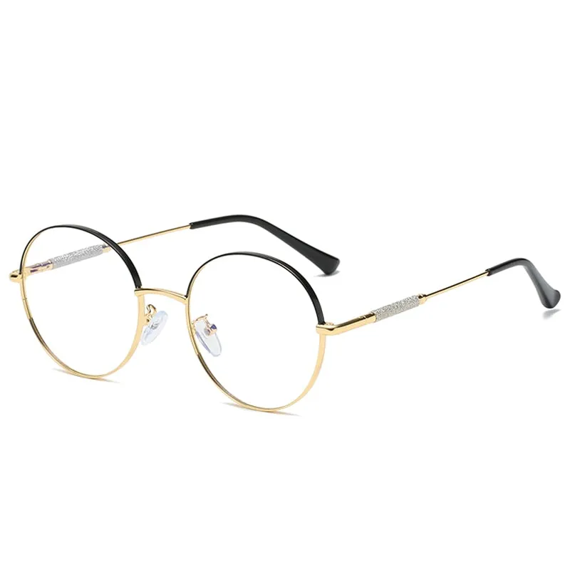 Hotony Women's Full Rim Round Alloy Frame Eyeglasses 95818