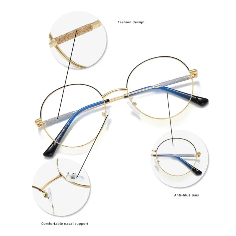 Hotony Women's Full Rim Round Alloy Frame Eyeglasses 95818
