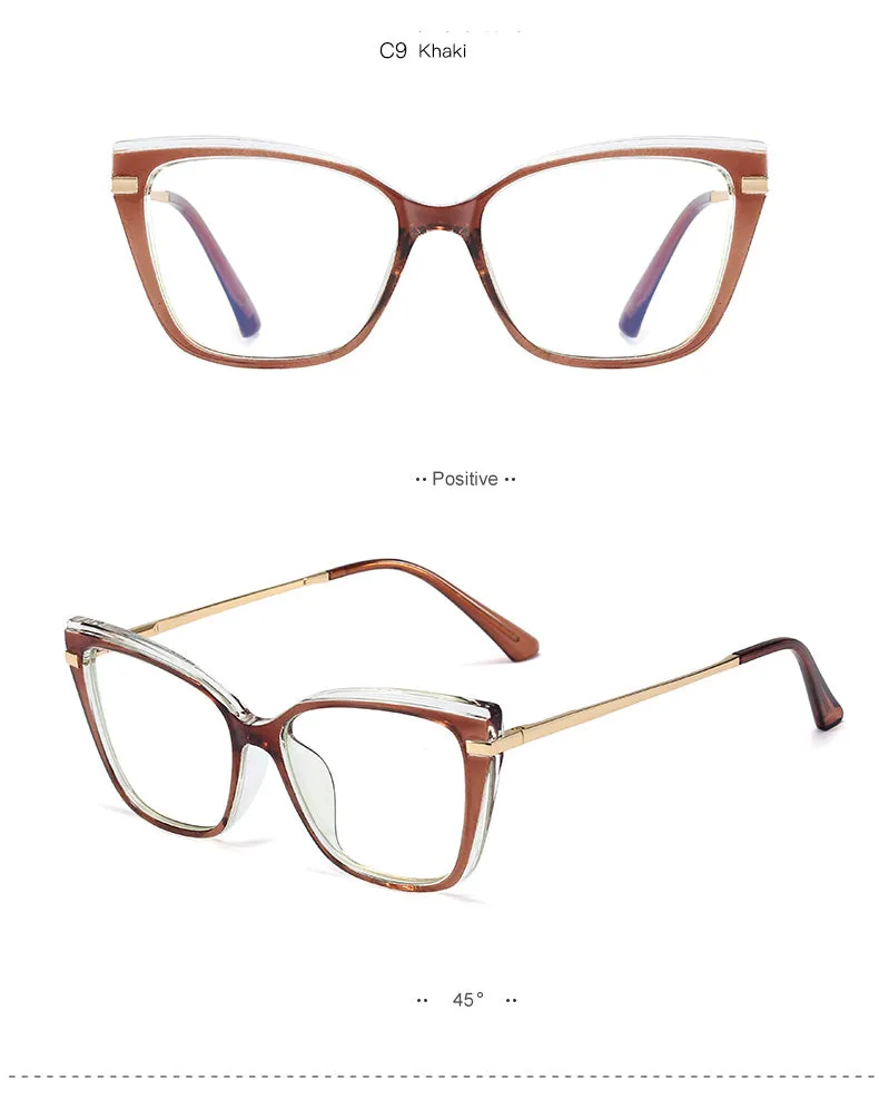 Hotony Women's Full Rim Square TR 90 Alloy Frame Eyeglasses 95763