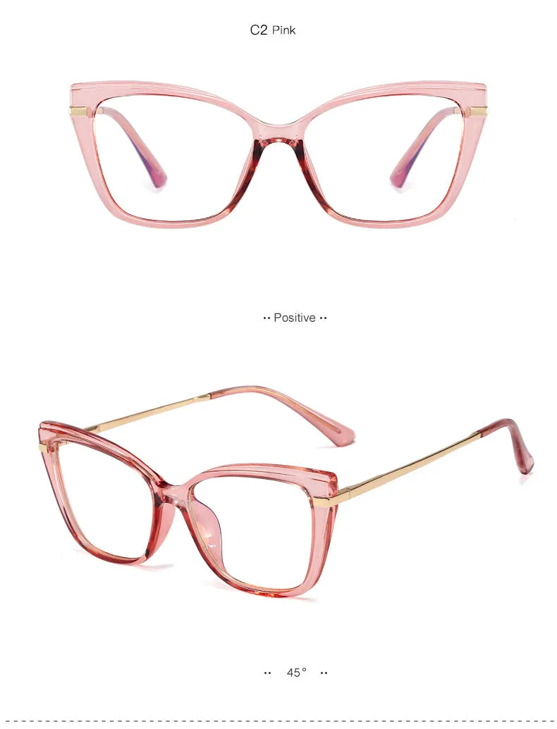 Hotony Women's Full Rim Square TR 90 Alloy Frame Eyeglasses 95763
