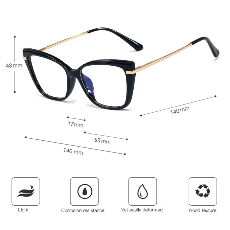 Hotony Women's Full Rim Square TR 90 Alloy Frame Eyeglasses 95763