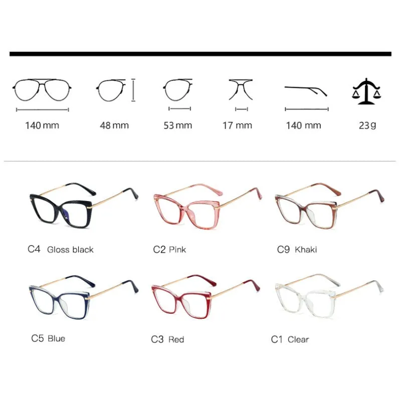 Hotony Women's Full Rim Square TR 90 Alloy Frame Eyeglasses 95763