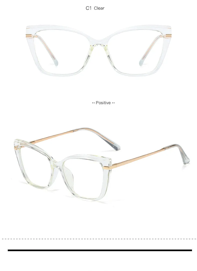 Hotony Women's Full Rim Square TR 90 Alloy Frame Eyeglasses 95763