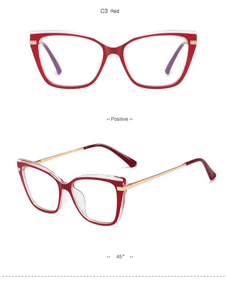 Hotony Women's Full Rim Square TR 90 Alloy Frame Eyeglasses 95763