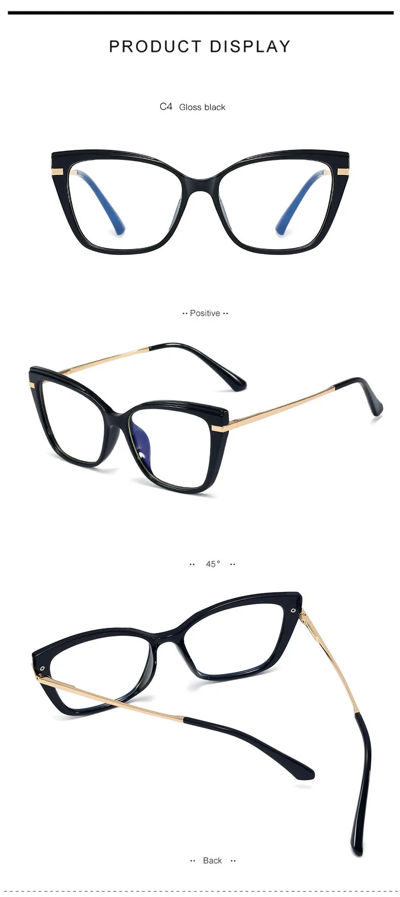 Hotony Women's Full Rim Square TR 90 Alloy Frame Eyeglasses 95763