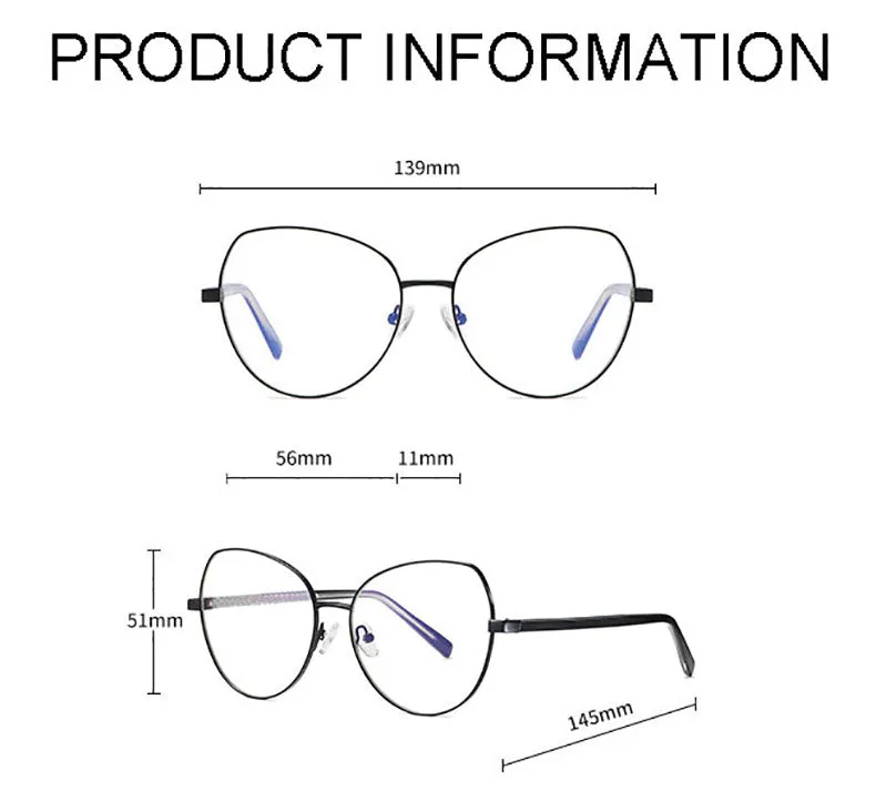 Hotony Women's Full Rim TR 90 Resin Alloy Round Frame Eyeglasses 3001