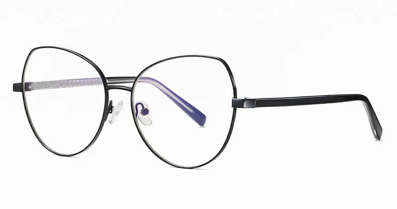 Hotony Women's Full Rim TR 90 Resin Alloy Round Frame Eyeglasses 3001