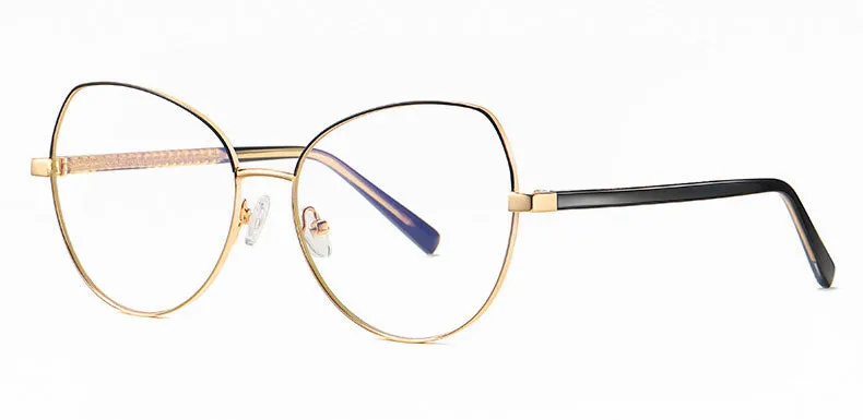 Hotony Women's Full Rim TR 90 Resin Alloy Round Frame Eyeglasses 3001