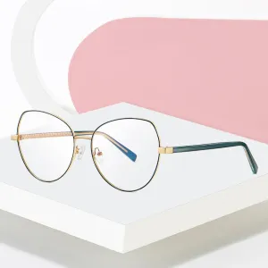 Hotony Women's Full Rim TR 90 Resin Alloy Round Frame Eyeglasses 3001