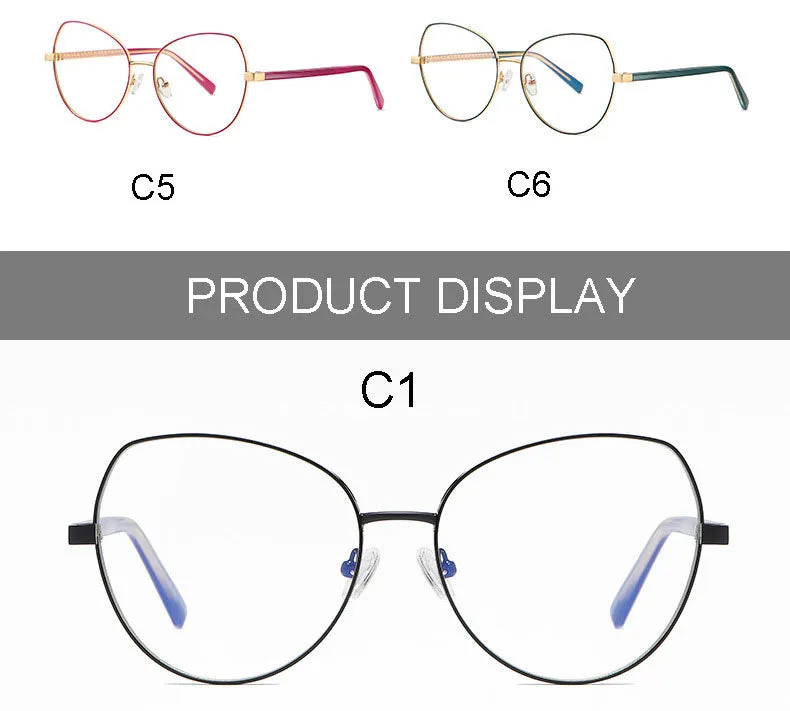Hotony Women's Full Rim TR 90 Resin Alloy Round Frame Eyeglasses 3001