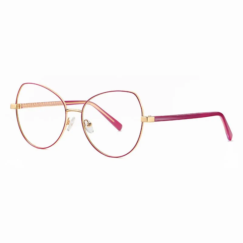 Hotony Women's Full Rim TR 90 Resin Alloy Round Frame Eyeglasses 3001